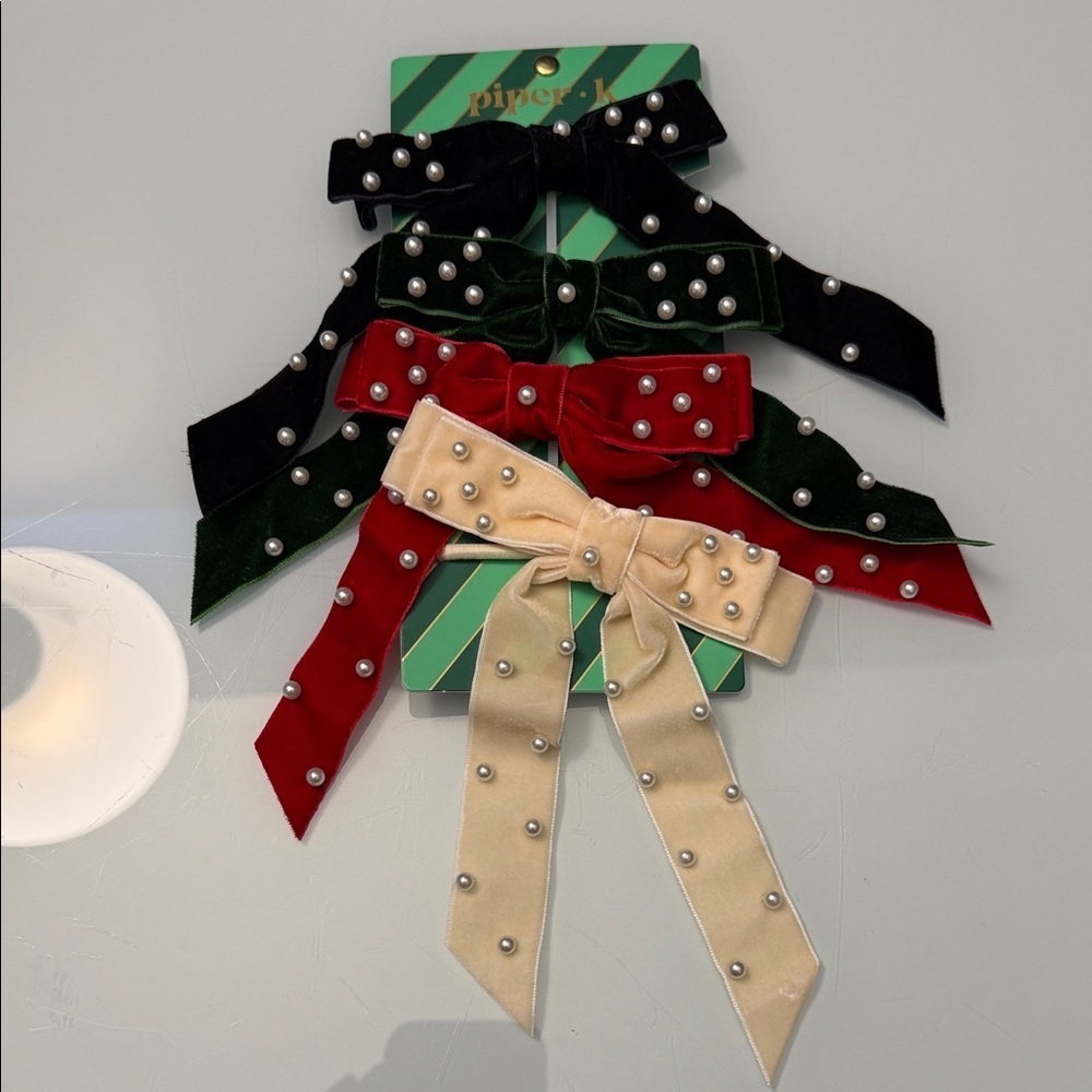 NWT Piper K Christmas Hair Bow Hair Ties
